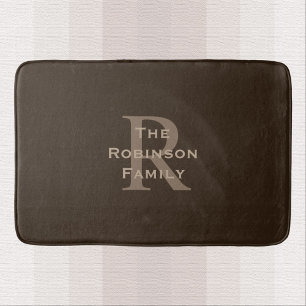 Brown and Tan Name Monogrammed  Bath Mat