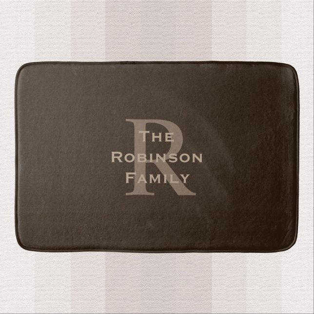 Brown and Tan Name Monogrammed  Bath Mat (Creator Uploaded)
