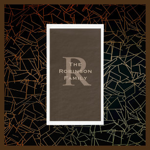 Brown and Tan Name Monogrammed Paper Guest Towel Napkin