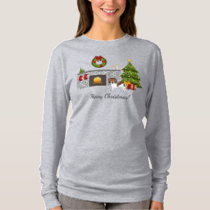 Brown And Tan Pied Short Hair Dachshund Christmas T-Shirt