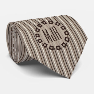 Brown and Taupe Pinstripes with Monogram Tie