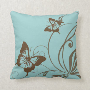 Brown and Teal Butterfly Cushion