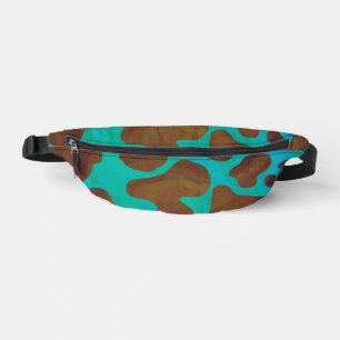 Brown and Teal Cow Pattern Bum Bags