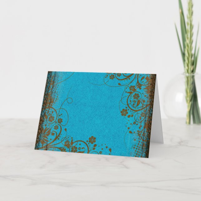 Brown And Teal Holiday Card (Front)