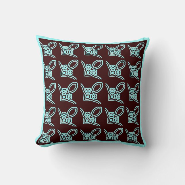 brown and teal  modern  pillow (Front)