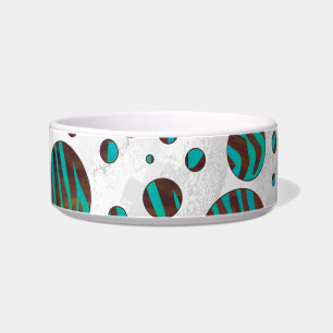 Brown and Teal Polka Dot Zebra Bowl