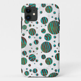 Brown and Teal Polka Dot Zebra Case-Mate iPhone Case