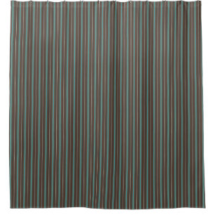 Brown and Teal Stripes Shower Curtain