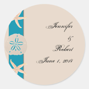 Brown and Turquoise Band Starfish Envelope Seal