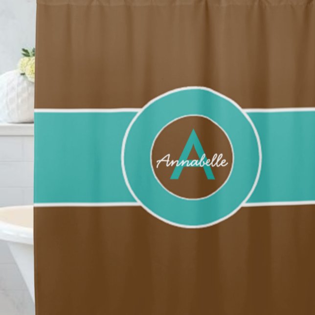 Brown and Turquoise Shower Curtain (Creator Uploaded)