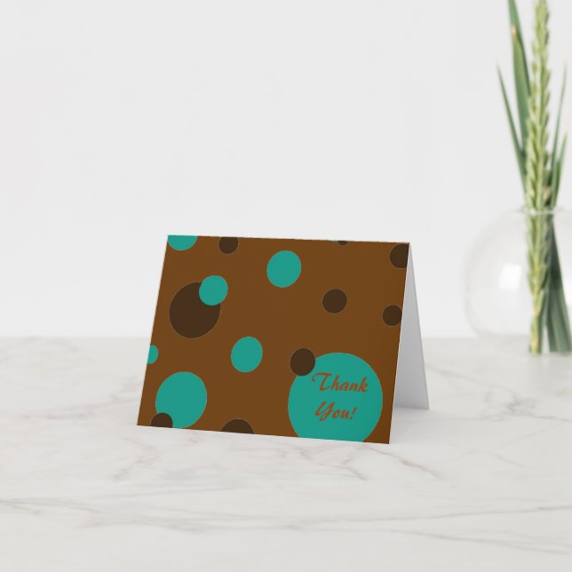 brown and turquoise "Thank You" note cards (Front)