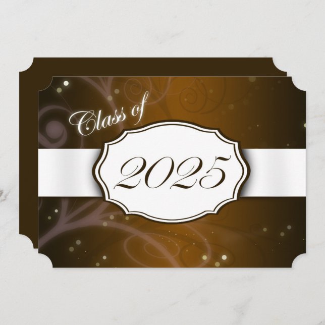 Brown and White 2025 Graduation Party Invitation (Front/Back)