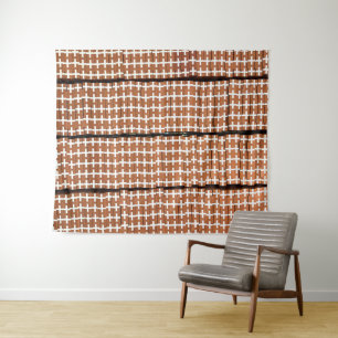 Brown and White Abstract Geometric  Tapestry