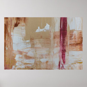 Brown and white abstract painting poster