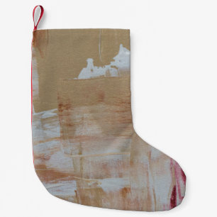 Brown and white abstract painting small christmas stocking