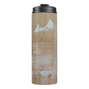 Brown and white abstract painting thermal tumbler