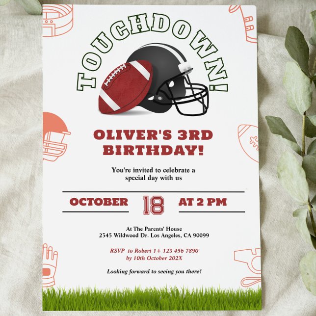 Brown and white American Football Birthday Invite (Creator Uploaded)