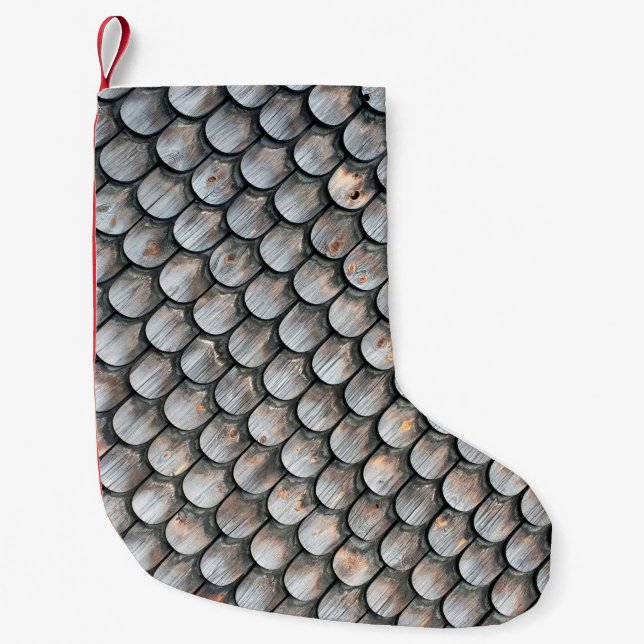 Brown and white ceramic tile small christmas stocking (Front)