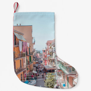 BROWN AND WHITE CONCRETE BUILDINGS SMALL CHRISTMAS STOCKING