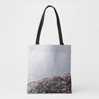 BROWN AND WHITE CONCRETE BUILDINGS TOTE BAG
