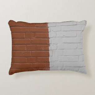 Brown and white concrete wall decorative cushion