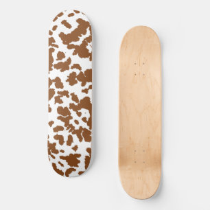 Brown And White Cow Hide Fur Pattern Skateboard
