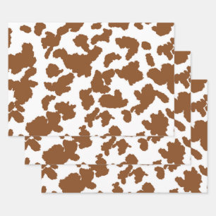 Brown And White Cow Hide Fur Pattern  Wrapping Paper Sheet