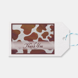 Brown and White Cow Spots Thank You Gift Tags