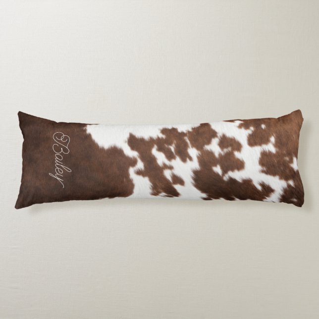 Brown and White Cowhide  Body Cushion (Front)