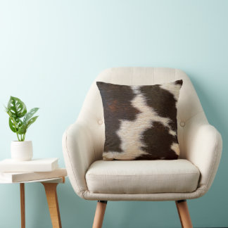 Brown and White Cowhide Print, Farmhouse decor  Cushion
