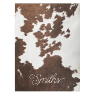 Brown and White Cowhide Tablecloth