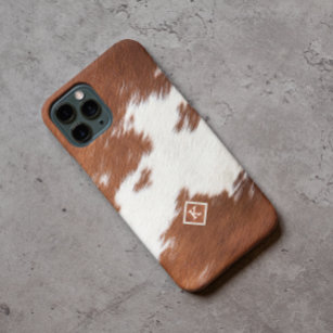 Brown and white cowhide texture Monogram Case-Mate iPhone 14 Pro Case