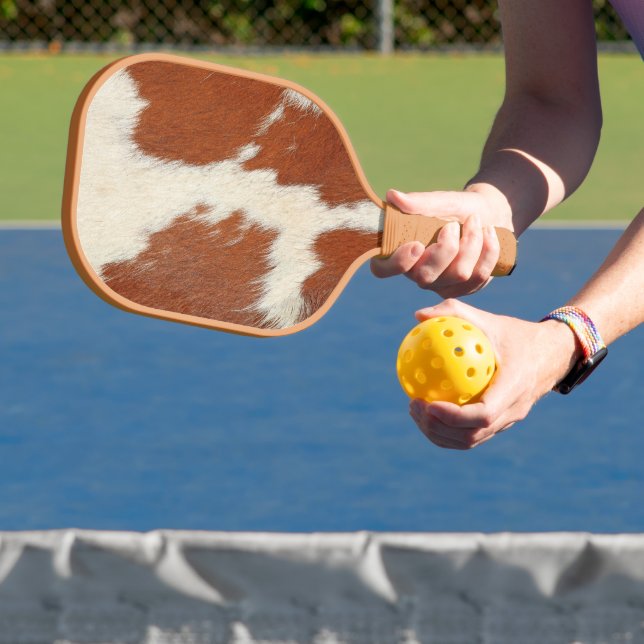 Brown and white cowhide texture pickleball paddle (Insitu)