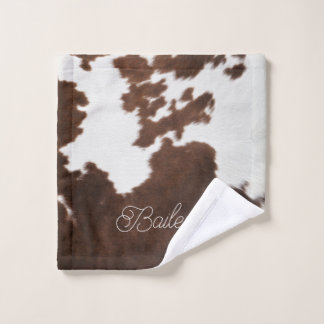Brown and White Cowhide Wash Cloth