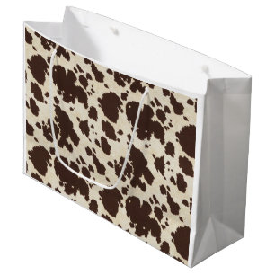 Brown and white cowprint bag