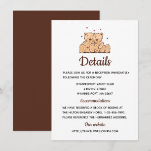 Brown and White Details Teddy Bear Wedding Party Invitation