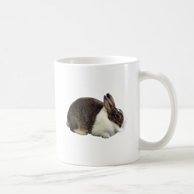 Brown and White Dutch Rabbit Coffee Mug (Right)