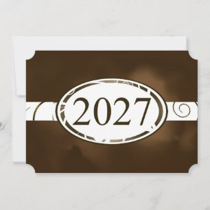 Brown and White Floral Button 2027 Card