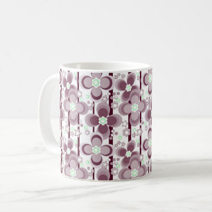 brown and white floral pattern coffee mug