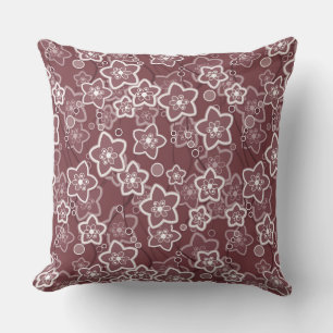 brown and white floral pattern retro sixties cushion
