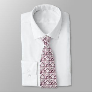 brown and white floral pattern tie