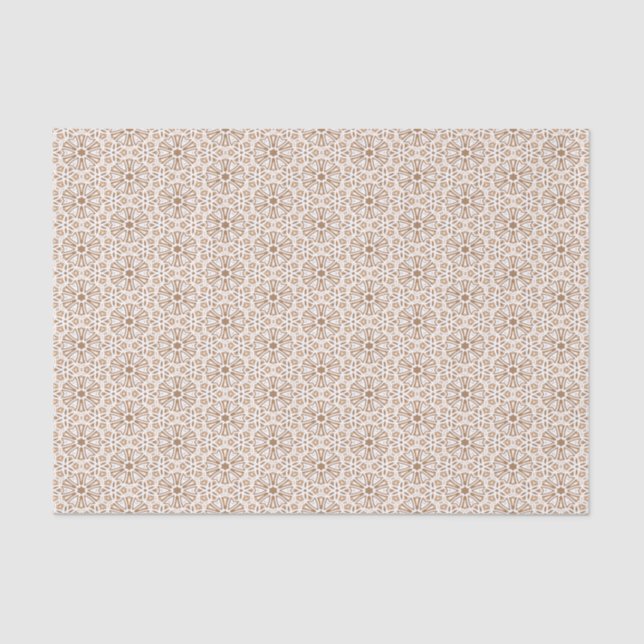 Brown and White Floral Pattern Tissue Paper (Front)
