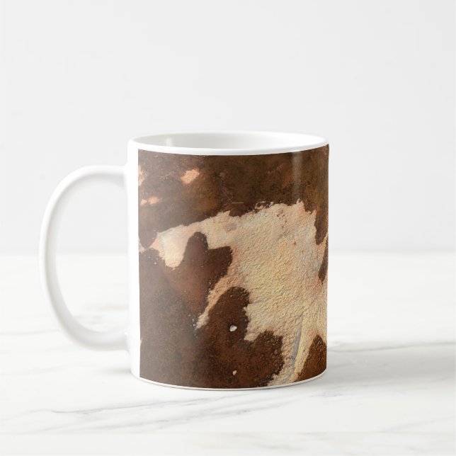 Brown and white floral textile coffee mug (Left)