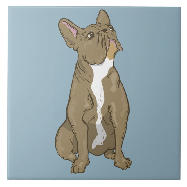 Brown and white french bulldog tile (Front)