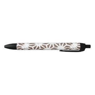 Brown and white geometric pattern black ink pen