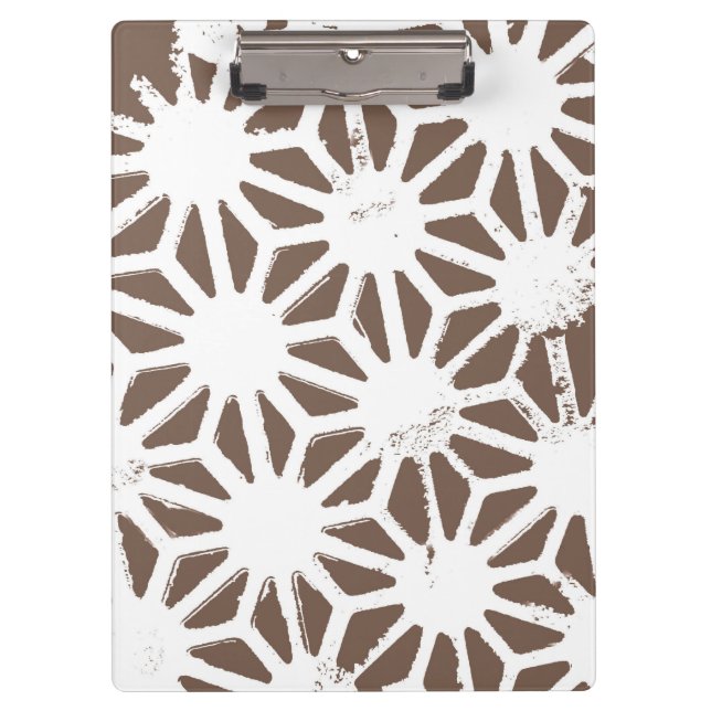 Brown and white geometric pattern clipboard (Front)