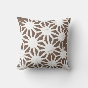 Brown and white geometric pattern cushion