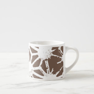 Brown and white geometric pattern espresso cup