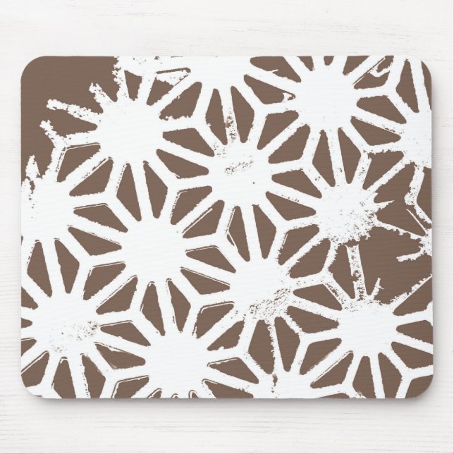 Brown and white geometric pattern mouse pad (Front)