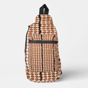 Brown and White Geometric Pattern Sling Bag